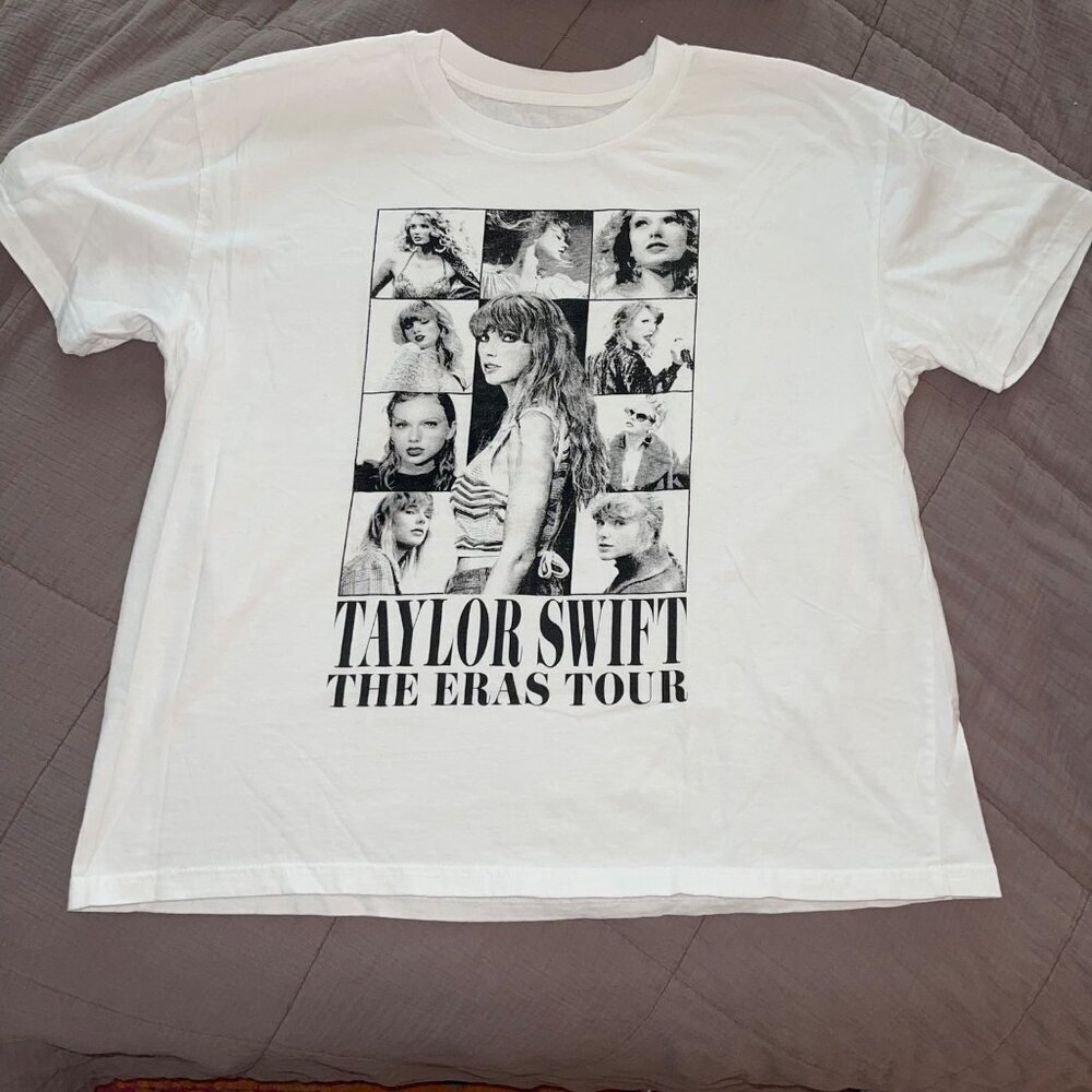 Taylor Swift Womens Tee Shirt  Size XL White The Eras Tour Concert Pure Cotton